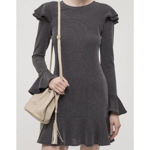 Blu Pepper Charcoal Ruffle Knit Dress